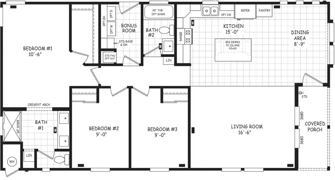 Pinnacle 28523a floor plan home features