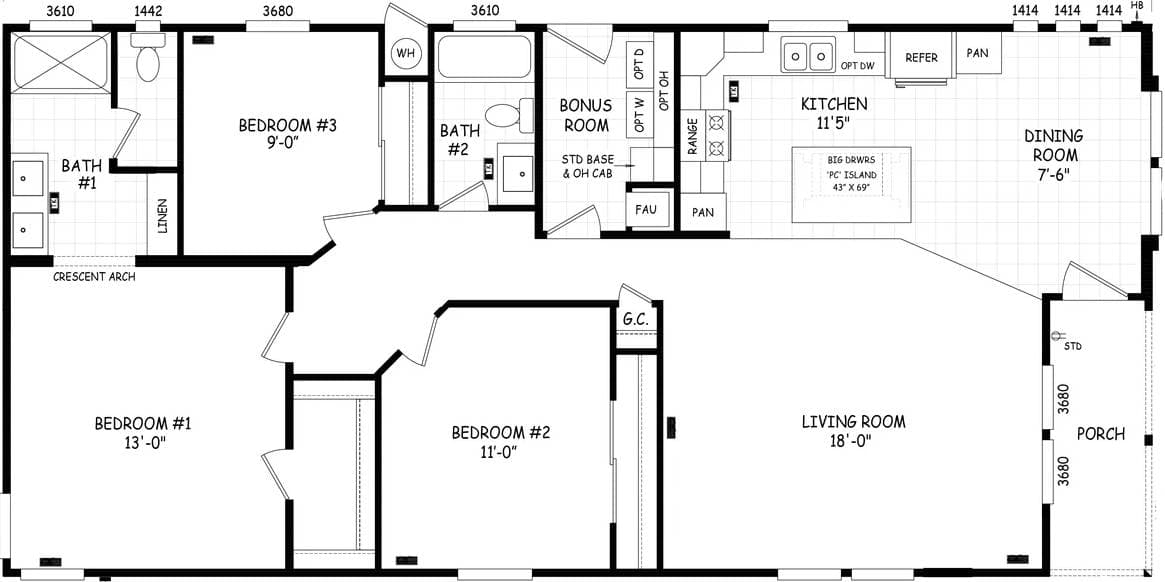 Pinnacle 28563c floor plan home features