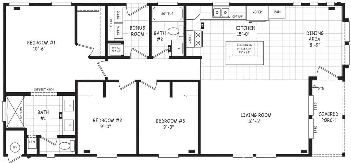 Pinnacle 24523a floor plan home features