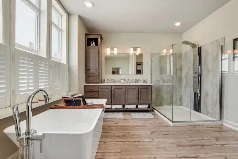 Pecan bathroom home features