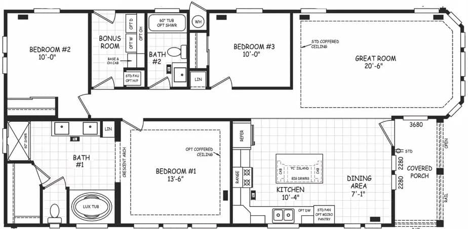 Cavco west pacifica  floor plan home features