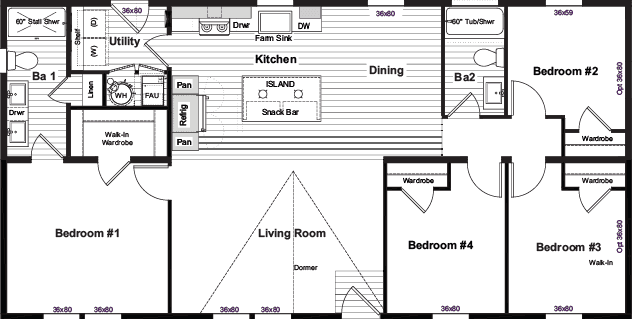 Train floor plan home features