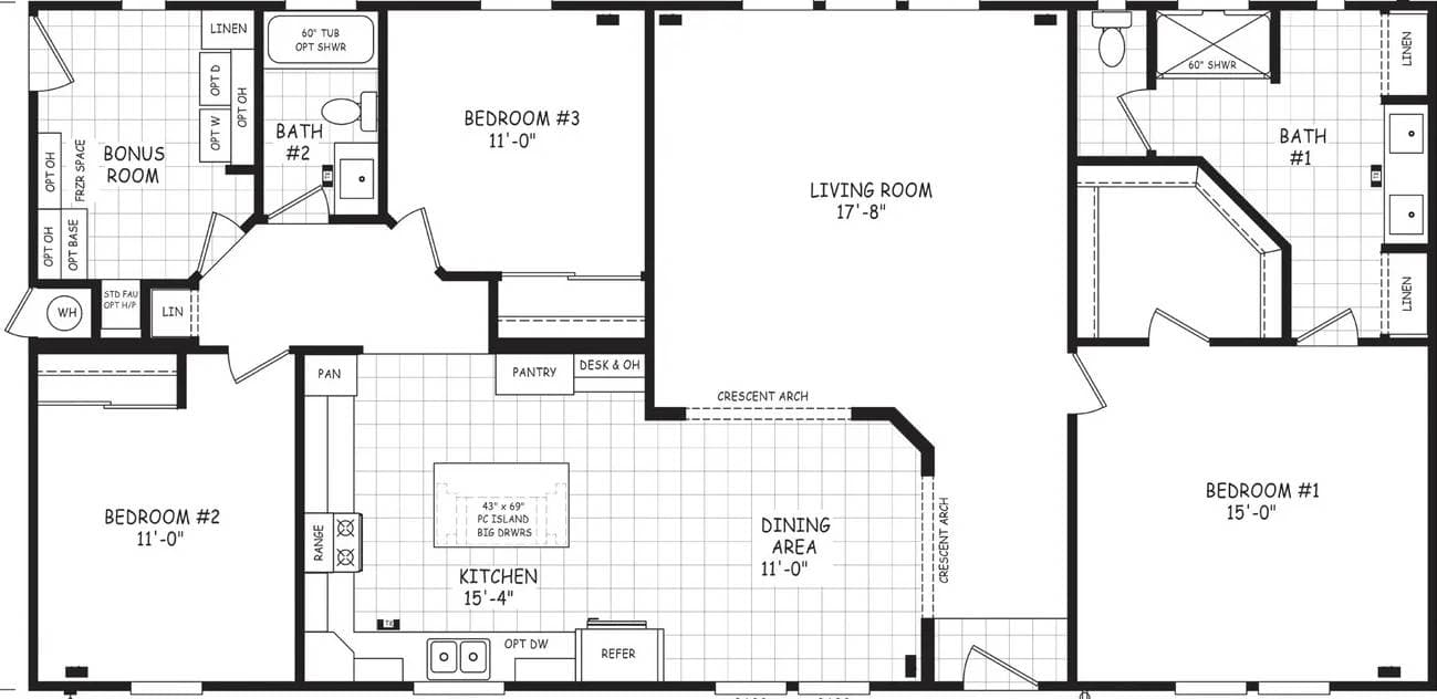 Pinnacle 30603a floor plan home features